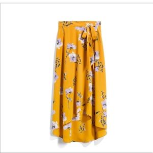 Gold Faux Wrap Midi Skirt